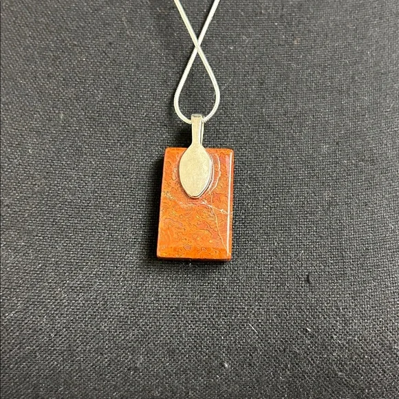 Necklace bloodstone gemstone 925 silver chain. Handmade, New in box - Picture 4 of 6